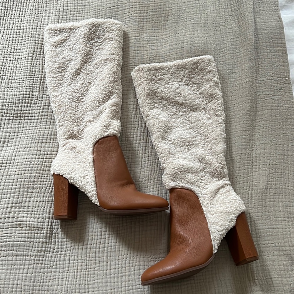 Kenneth Cole Knee High Boot Faux Sherpa Justin Cozy